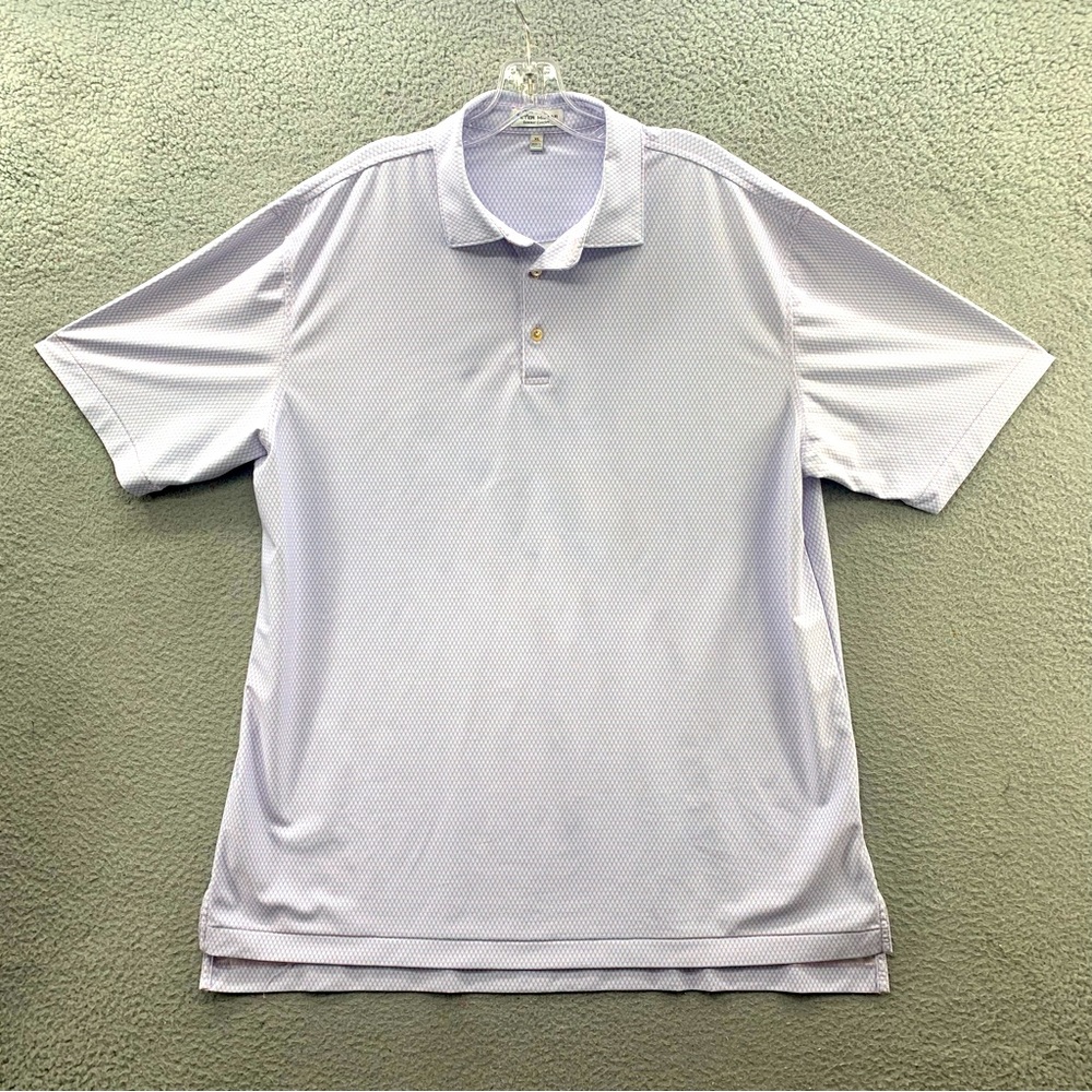 Peter Millar Summer Comfort Golf Polo Shirt Men's Size XL Pink Geometric Logo